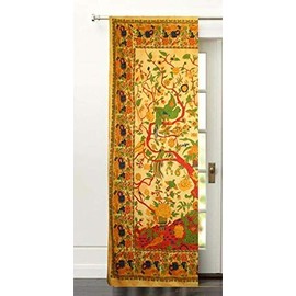 GDONLINE Tree of Life Mandala Curtain Room Door Cotton Wall Hanging Window Door Curtains Hippie Balcony Wall Panel Window Valances Room Divider 2 PC Window Treatments Set