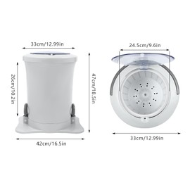 Portable Mini Manual Spin Dryer Machine, Hand-operated Compact 3.17Gal Draw Cord Dryer (White)