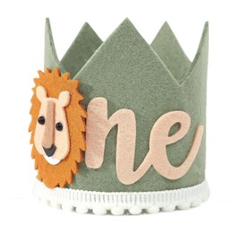 Baby First Birthday Crown, First Birthday Decorations Boy Wild One Hat 1st Birthday Hat Boy Lion Party Decorations Baby Boy Photo Props 1st Birthday Decorations for Boys