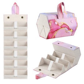 MoKo Sunglasses Organizer with 6 Slots, Foldable Travel Glasses Storage Case Holder Eyewear Display Box, Cloudy Pink