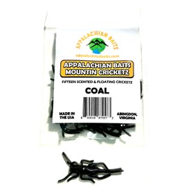 Appalachian Baits Coal Mountin Cricketz 1 3/4" Soft Floating Fishing Bait Crickets, Scented, (Trout, Steelhead, Panfish), (15 Count)