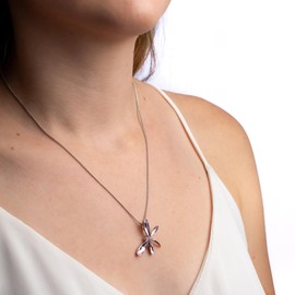 Mayfer | Collar para mujer con dije colgante de libelula decorado con cristales austriacos - Color rosa antiguo