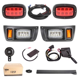 10L0L Upgrade LED Headlight Taillight Kit for Club Car DS Golf Cart, with Low/High Beam, Turn Signal Switch Horn Button, Blinker & Brake Light Switch Pad, Daytime Running Lamp