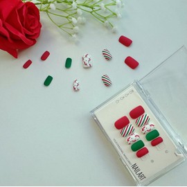 false nails,Press-on nails, Festive Press - on Nails Set: Christmas - themed Colors, Natural Feel, Perfect for Any Activity in 24 sizes.