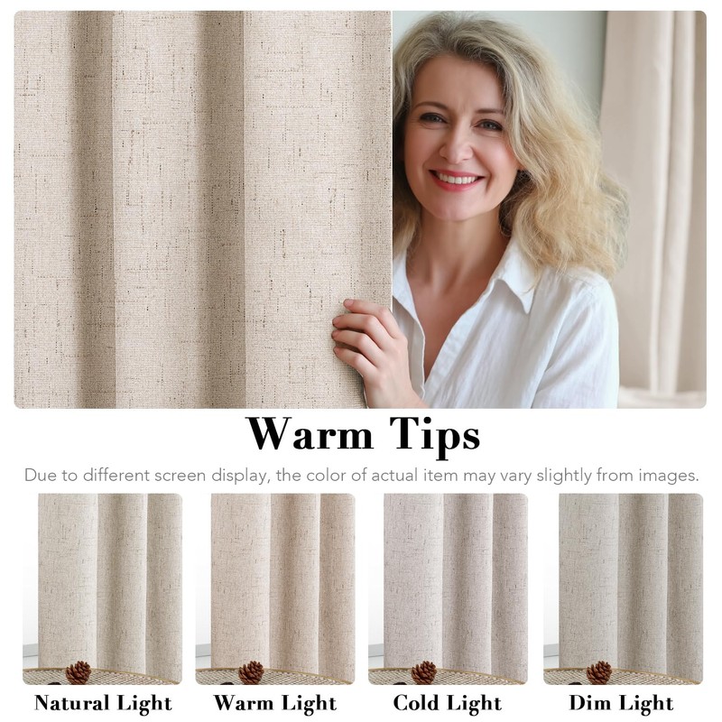 H.VERSAILTEX Linen Blackout Curtain Durable Thick Textured Linen Look 100%