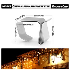 WYYFXY® Pack of 100 Metal Gutter Hooks for Fairy Lights, Gutter Holder for Christmas Lighting, Fairy Lights Holder, Christmas Light Clips, Fairy Lights Attachment