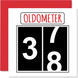 Fun 38th Birthday Cards for Men Woman - Oldometer - Happy Birthday Card for Dad Mom Son Daughter Brother Sister Uncle Auntie Cousin, 5.7 x 5.7 Inch Greeting Cards, 38th Birthday Card