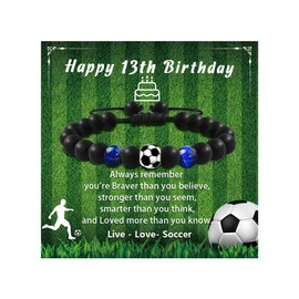 GBTBYS Happy 13th Birthday Bracelet for Him, Soccer Gifts, 13 Year Old Christmas Birthday Gifts for Son Grandson Nephew Brother Friend
