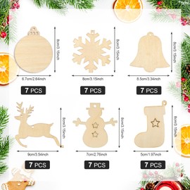 NACHLYNN 42 Pieces Christmas Ornaments Wooden Christmas Tree Ornaments for Christmas Party Decoration and Crafts