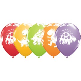 Qualatex 36985 Cute & Cuddly Dinosaurs Assorted 11"/ 11-inch Round Latex Party Balloons (Pack of 25)