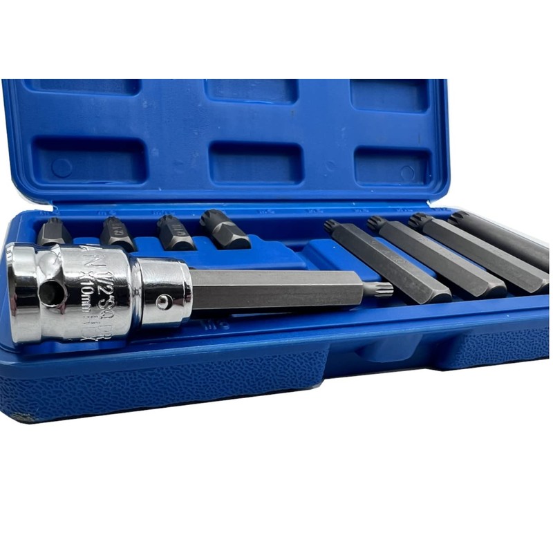 Spline Socket Bit Set 11 Piece 1/2 Drive Standard and