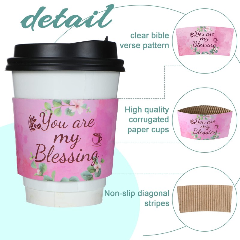 Eaasty 500 Pcs Christian Coffee Cups Sleeves Bulk Motivational Religious