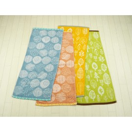 Kosugizen Jacquard Face Towels, Natural, 13.4 x 31.5 inches (34 x 80 cm), 2 Different Patterns, Set of 4 Towels