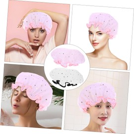 TOVINANNA 2pcs Double Layer Waterproof Shower Cap Women Hats and Caps Waterproof Hat Bathing Cap Elastic Bath Cap Elastic Cap for Shower Face Washing Cap Hair Shower Cap Bathing Hat Eva