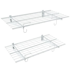 2-Pack Garage Wall Shelves, 2 x 4 ft/24 x 48 in Wall Mounted Storage Shelves for Garage Heavy Duty Floating Shelf for Walls, Holds Up to 220 lbs(White)