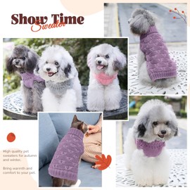 BAEJMJK Small Dog Sweater Turtleneck Dog Sweater Vest Warm Dog Knitted Sweaters Dog Clothes for Small Medium Dogs Fall Winter Puppy Knitwear Pullover for Girl Boy Dogs Cats(Purple,X-Small)