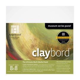 Ampersand Art Supply Wood Painting Panel: Museum Series Claybord, 8" x 8", 1/8 Inch Depth