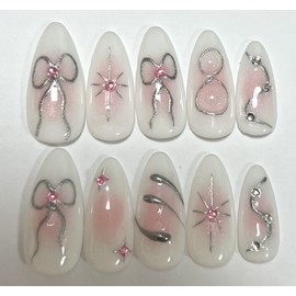Pink Twinkle Nail Tips - Please write in your request / 핑크 트윙클 네일팁 - 요청사항에 적어주세용