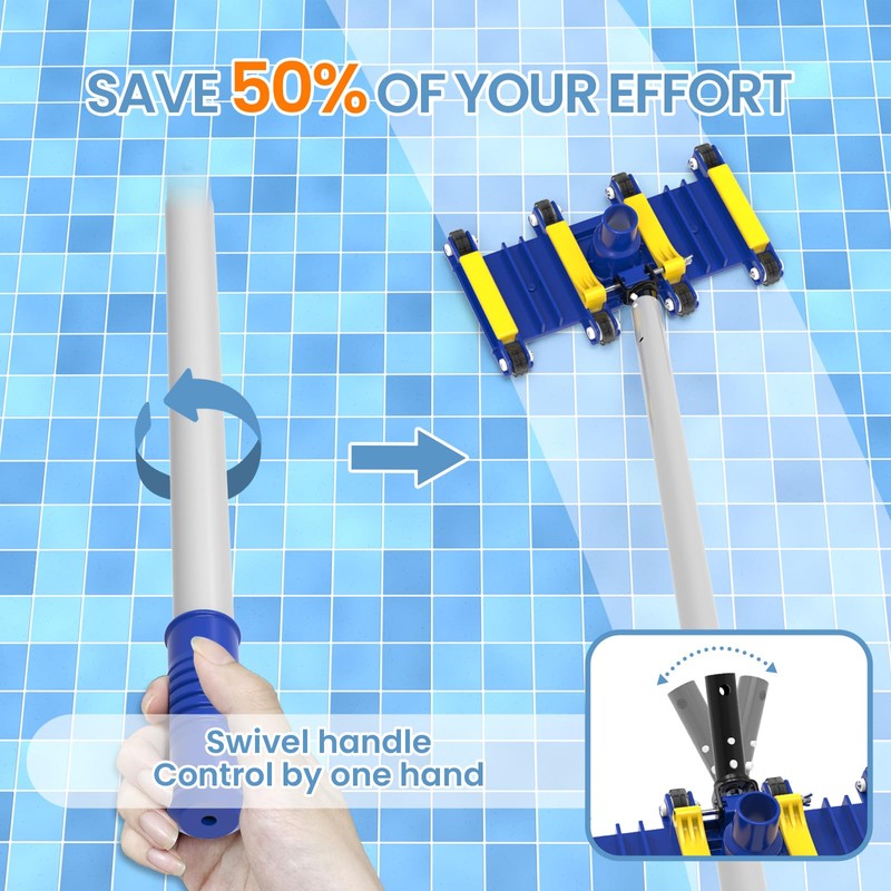 Poolvio Upgraded Pool Cleaning Kit – Weighted Vacuum Head with
