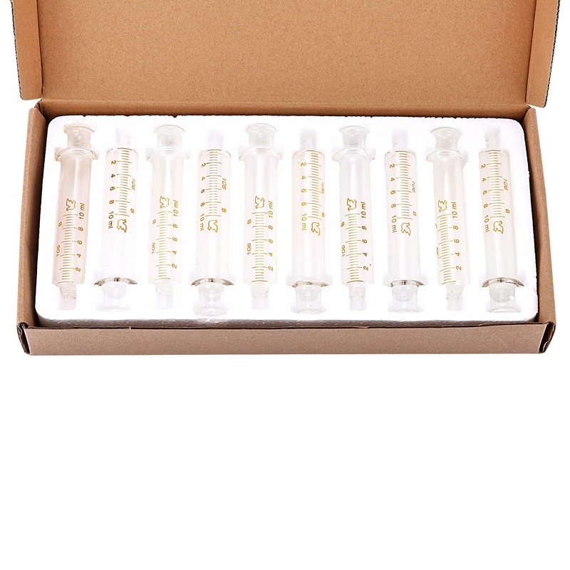 Jiaxix 10 Pack 10ml Glass Syringe With Caps