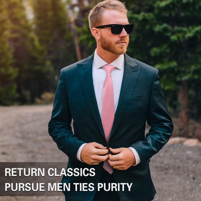 Lollanda Men Ties Pink Wedding Ties Solid Color Ties Formal