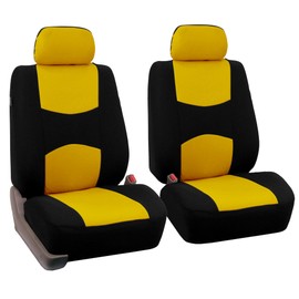 FH Group Flat Cloth Full Set Car Seat Covers Three Row 7 Passenger Set - Universal Fit for Cars, Trucks & SUVs (Yellow) FB050217