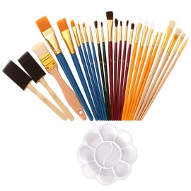 25-Piece Brush Set with 1 Palette, Chalk Brush, Watercolour Brush, Oil Brush, Artist Brush, Acrylic Paint Brush Set, Painting Brush Set, Acrylic Brush Set, 25 Sizes