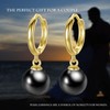 JAXXEL Black Pearl Earrings for Women,Hoop Pearl Drop Earrings 18K