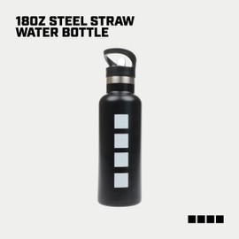Capelli Sport Water Bottle Stainless Steel, Insulated Thermos Water Bottle with Plastic Straw Cap, BlackStainless Steel
