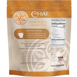 Angie's Chai Sweet & Spicy Organic Instant Chai Tea Powder - Made in USA, Delicious Spiced Chai Powder Mix, 30 Servings, 80 Calories, Handcrafted, Free of Artificial Ingredients, Natural Indian Spice