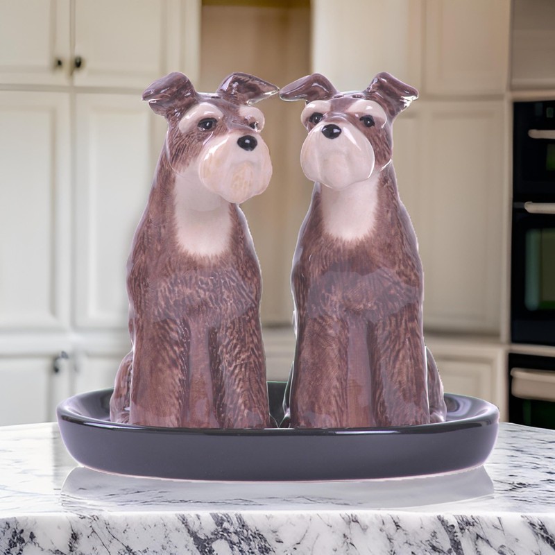 b2see Salt and Pepper Shaker Animal Schnauzer Dog Gift Set