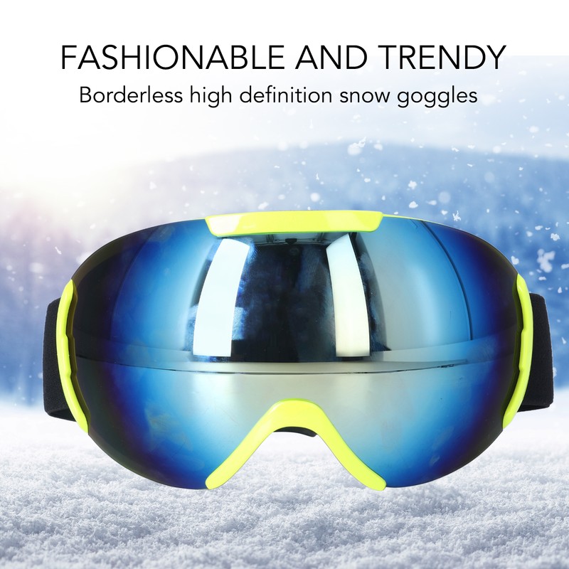 Ski Goggles PE Coated Lens Anti Fog Double Layers Adjustable