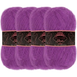 JubileeYarn Mohair Elixir Yarn - 50g/Skein Baby Wool Blend - Dragonfruit Paloma - 4 Skeins