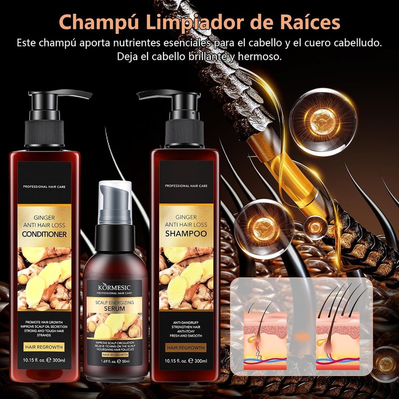 Champú Hair Shampoo，Champú Anticaída de Jengibre