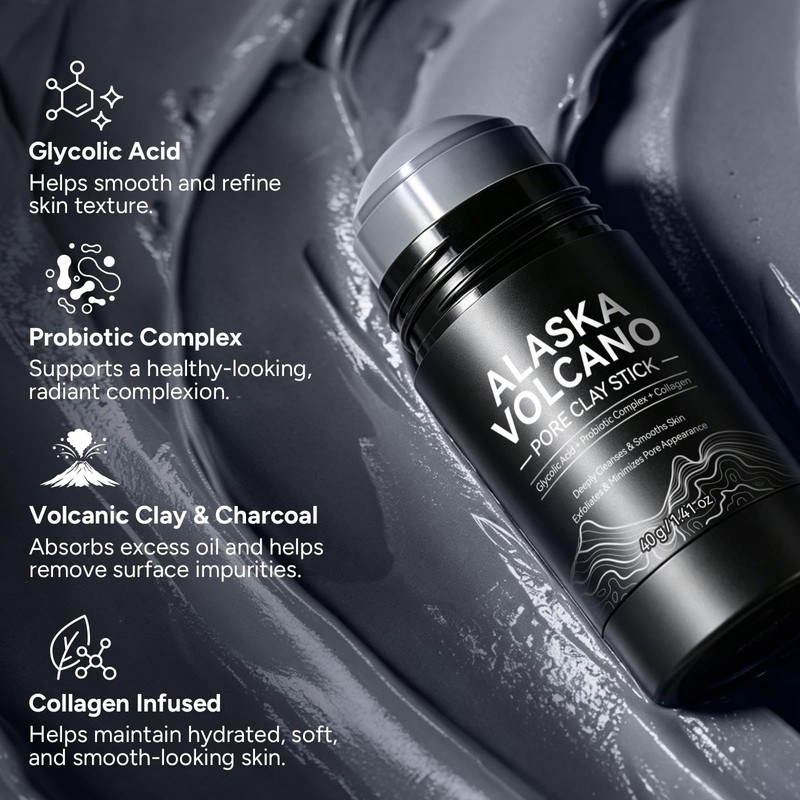Alaska Volcano Pore Clay Stick, Deep Cleansing Face Mask Stick