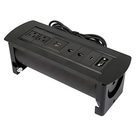 Manhattan - Caja de conexión para empotrar en Mesa, con 2 Tomas de Corriente, 2 Puertos de Carga USB, 2 Conexiones de Red, 1 Entrada HDMI y VGA con re