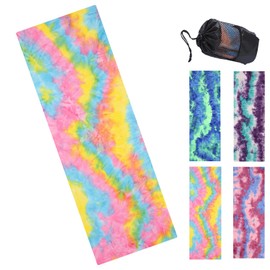 Hot Yoga Towel with Non-Slip Grip Dots, Microfiber Yoga Mat Sweat Absorbent Mat Cover for Yoga, Pilates, & Workouts - 72" x 24.8", Free Carry Bag (Yellow)