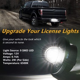 Yankok - Luces LED de matrícula para Ford F150 F250 F350 F450 F550 SuperDuty Ranger y Expedition Excursion Explore Bronco 6500K Panel blanco 9 SMD Tag Lamp Assembly, YKPL-FOD-1355W