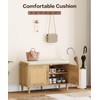 Akxomel Rattan Shoe Storage Bench with Cushion, 2-Tier Entryway Bench