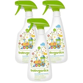 Babyganics Toy & Highchair Cleaner, Pack of 3, Fragrance-Free Multipurpose Household Cleaning Spray for Kids Toys, High Chair, and More, Child Safe, 17oz Spray Bottles