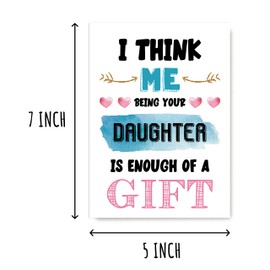 OystersPearl I Think Me Being Your Daughter Is Enough Of A Gift - Daughter Christmas Cards Gifts For Mom Dad - Cute Christmas Gifts From Daughter