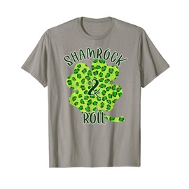 Shamrock & Roll Green Leopard Print Clover Vintage T-Shirt