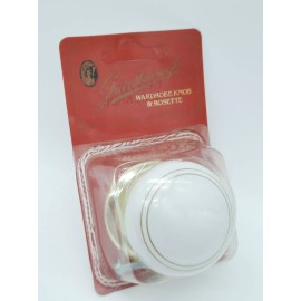 Gainsborough Vintage Gainsborough 2" Porcelain Brass Cabinet Knob & Rosette ~ New Old Stock