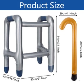 Aufblasbare Gehhilfe und Aufblasbarer Spazierstock, 2 Stück Aufblasbarer Rahmen Rentner Kostüm, Oma Opa Kostüm Aufblasbare Requisiten, Lustiges Geschenk für Geburtstag Karneval Fasching Cosplay