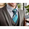 Shiraku to Wing Men's Necktie, Wavy, Blue, Floral, Silk, Green,
