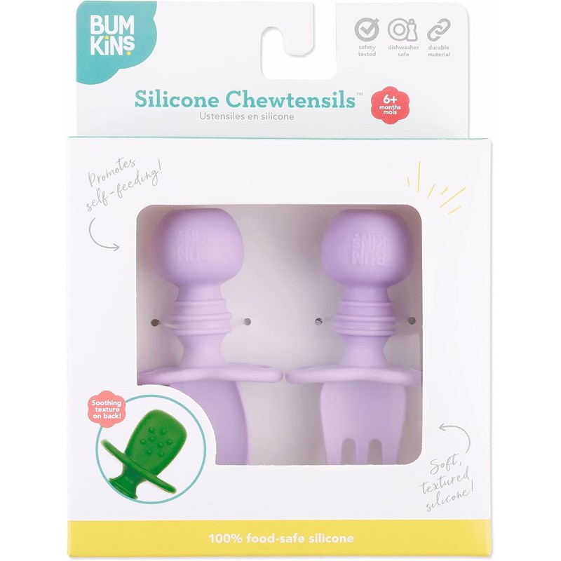 Bumkins Juego de Utensilios de Silicona Lavanda