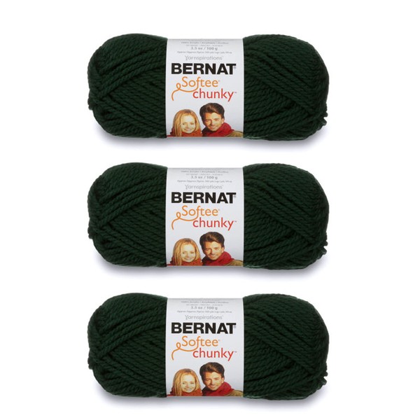 Bernat Softee Chunky Dark Green Yarn - 3 Pack of