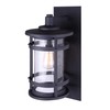 Duffy 1-Light Outdoor Wall Lantern, Black Metal Finish with Seeded