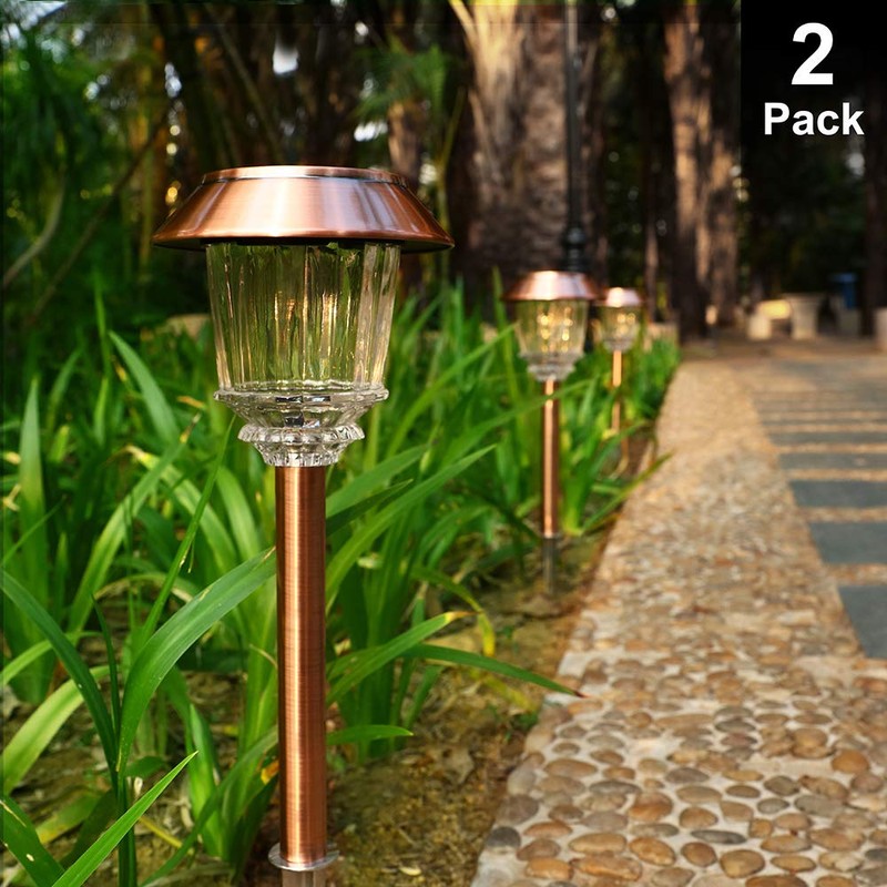 DenicMic Solar Garden Lights Outdoor Pathway Lights Glass Stainless Steel
