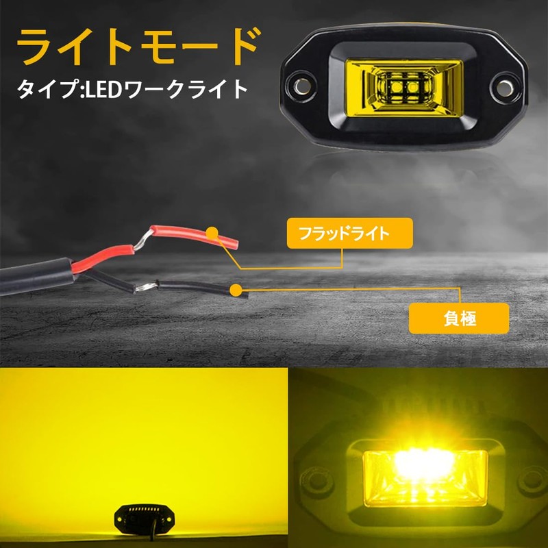 CLOWICSR 2 Pcs 20W 4 LED Work Light Yellow Recessed